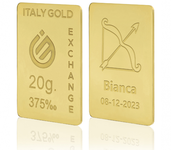 Lingotto Oro segno zodiacale Sagittario 9 Kt da 20 gr. IGE GOLD